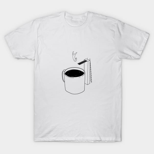 Coffee lover - Illustration Drawing Lineart Minimal Doodle T-Shirt by marlenecanto